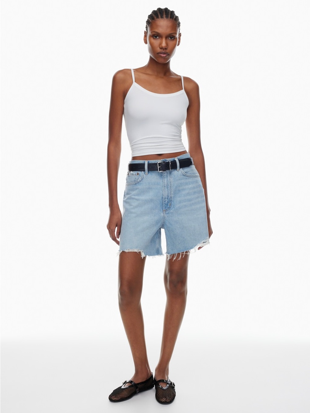 AGOLDE Stella Shorts Agreement Light Wash Distressed Denim Shorts 24